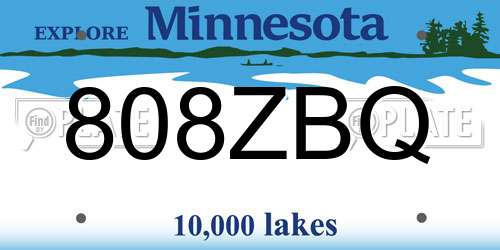 808ZBQ Minnesota License Plate