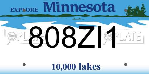 808ZI1 Minnesota License Plate