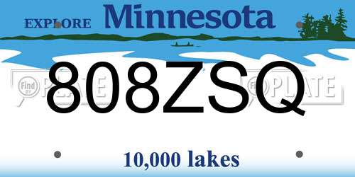 808ZSQ Minnesota License Plate
