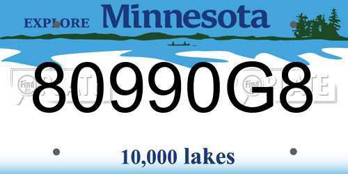 80990G8 Minnesota License Plate