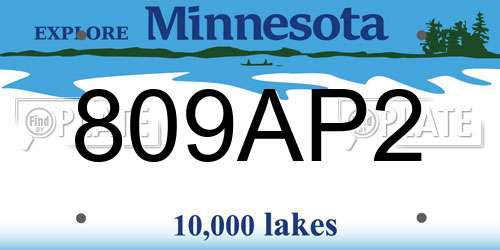 809AP2 Minnesota License Plate