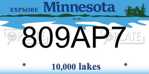 809AP7 Minnesota License Plate
