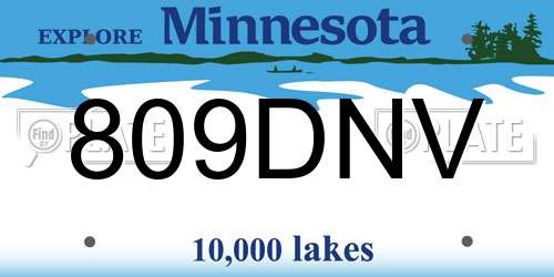 809DNV Minnesota License Plate