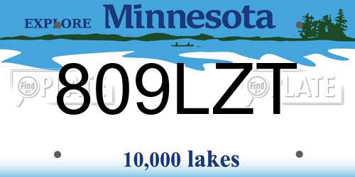 809LZT Minnesota License Plate