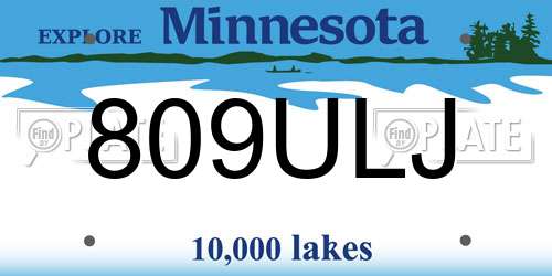 809ULJ Minnesota License Plate