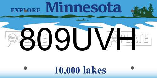 809UVH Minnesota License Plate