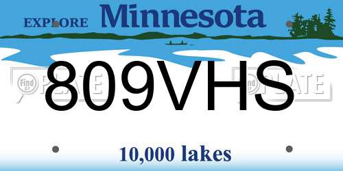 809VHS Minnesota License Plate