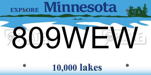 809WEW Minnesota License Plate
