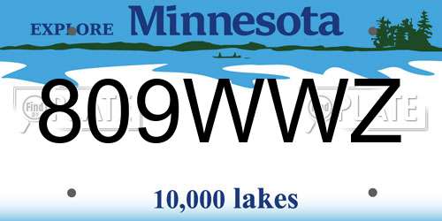 809WWZ Minnesota License Plate