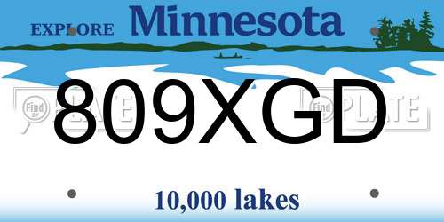 809XGD Minnesota License Plate