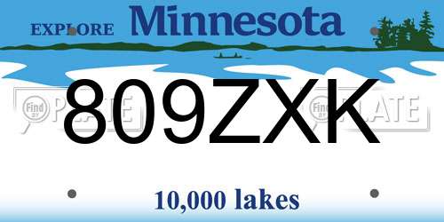 809ZXK Minnesota License Plate