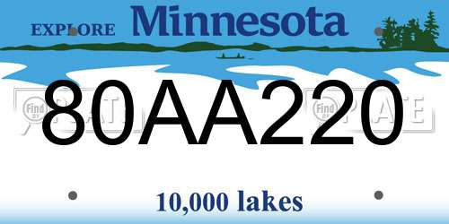 80AA220 Minnesota License Plate