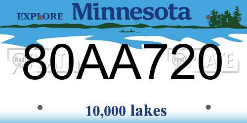 80AA720 Minnesota License Plate