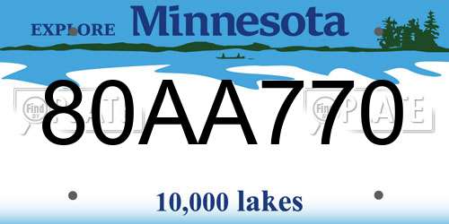 80AA770 Minnesota License Plate
