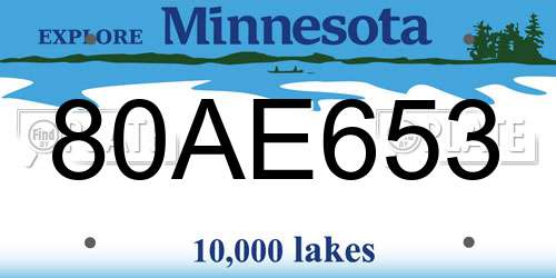 80AE653 Minnesota License Plate