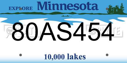 80AS454 Minnesota License Plate