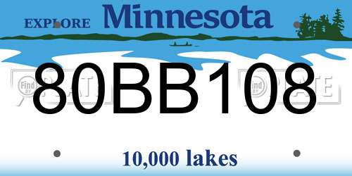 80BB108 Minnesota License Plate