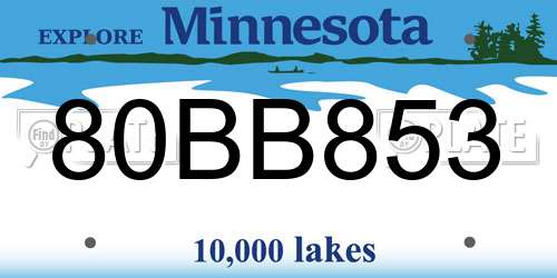 80BB853 Minnesota License Plate