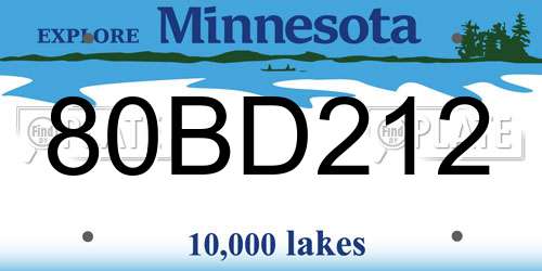 80BD212 Minnesota License Plate