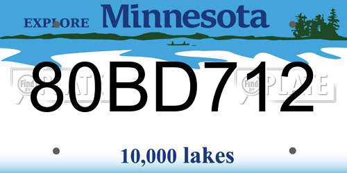 80BD712 Minnesota License Plate
