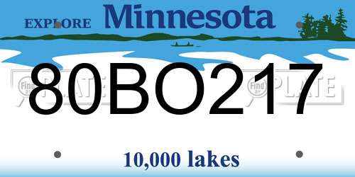 80BO217 Minnesota License Plate