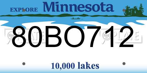 80BO712 Minnesota License Plate