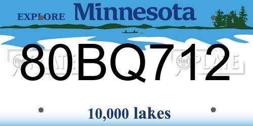 80BQ712 Minnesota License Plate