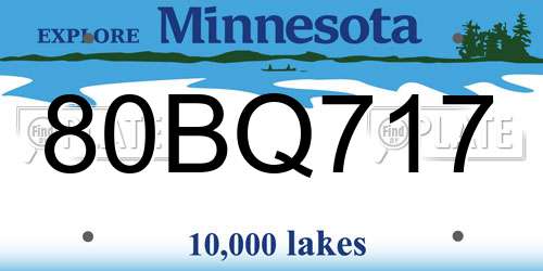80BQ717 Minnesota License Plate