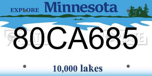 80CA685 Minnesota License Plate
