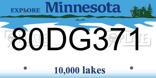 80DG371 Minnesota License Plate