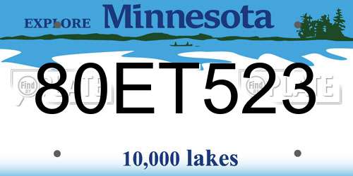 80ET523 Minnesota License Plate