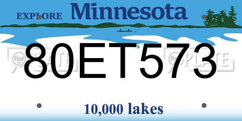 80ET573 Minnesota License Plate