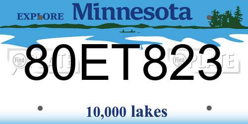 80ET823 Minnesota License Plate