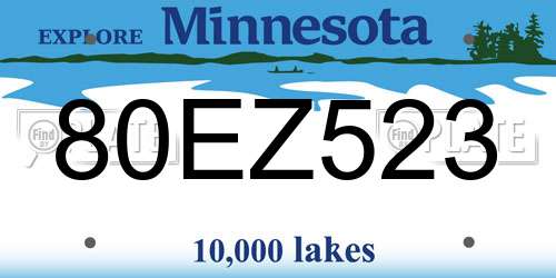 80EZ523 Minnesota License Plate