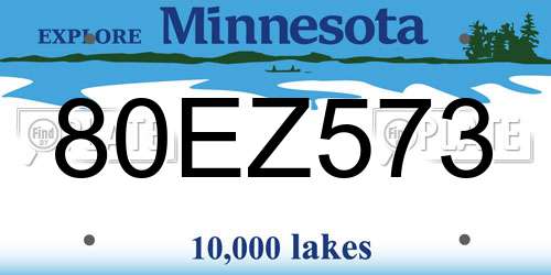 80EZ573 Minnesota License Plate