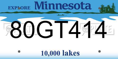 80GT414 Minnesota License Plate