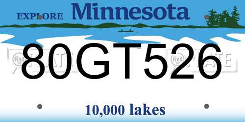 80GT526 Minnesota License Plate