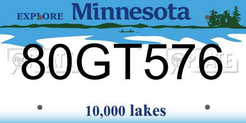 80GT576 Minnesota License Plate