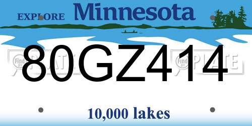 80GZ414 Minnesota License Plate