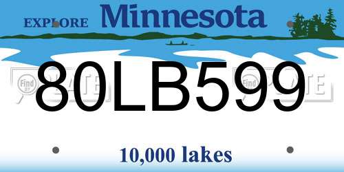 80LB599 Minnesota License Plate