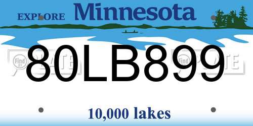80LB899 Minnesota License Plate