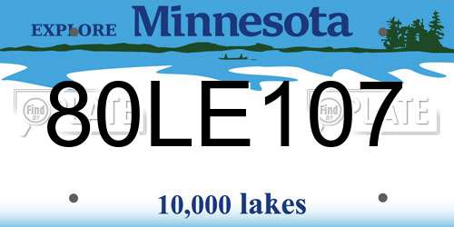 80LE107 Minnesota License Plate