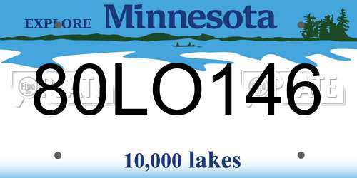 80LO146 Minnesota License Plate