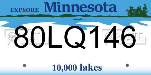 80LQ146 Minnesota License Plate
