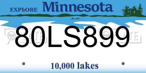 80LS899 Minnesota License Plate