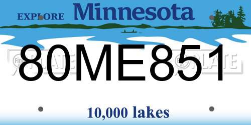 80ME851 Minnesota License Plate