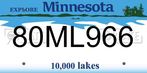 80ML966 Minnesota License Plate