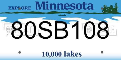 80SB108 Minnesota License Plate