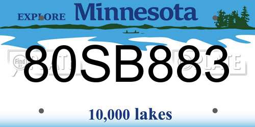 80SB883 Minnesota License Plate