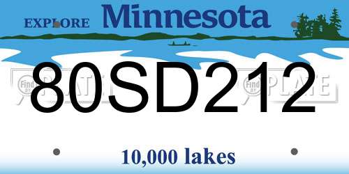 80SD212 Minnesota License Plate